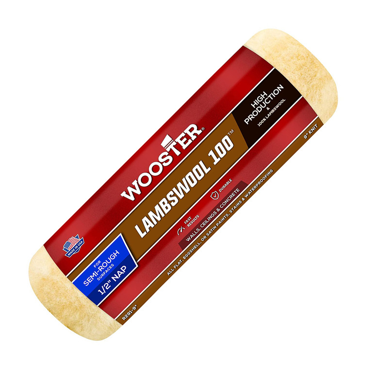 Wooster Genuine 9" Lambswool 100 1/2" Nap Roller Cover - R291-9
