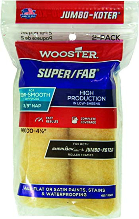 Wooster 4.5" Jumbo-Koter Super/Fab 3/8" Nap 2-Pack Roller Cover # RR300-4.5