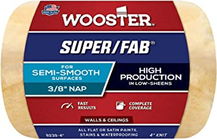 Wooster Genuine 4" Super/Fab 3/8" Nap Roller Cover # R239-4