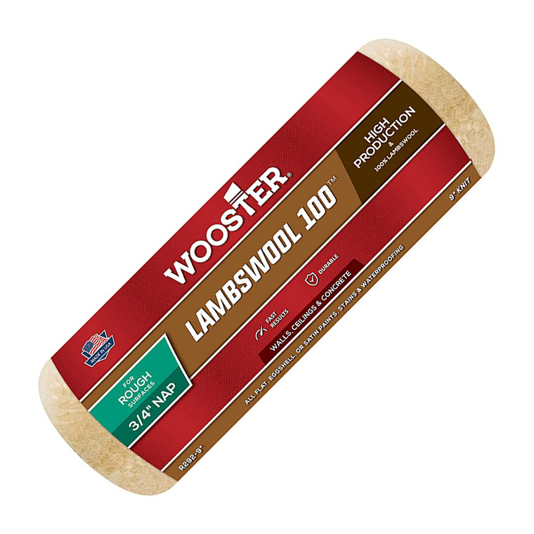 Wooster Genuine 9" Lambswool 100 3/4" Nap Roller Cover # R292-9