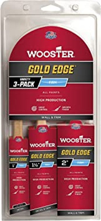 Wooster Genuine Gold Edge Variety 3-Pack Variety Paintbrushes # 5239