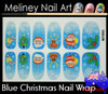 blue santa Christmas nail wrap