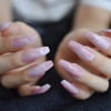 24pc Mauve Pink Marble Long Coffin Full Cover Press on nails