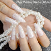 24pc White Marble Stiletto Full Cover Press on nails 