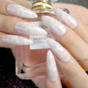 24pc White Marble Stiletto Full Cover Press on nails 