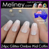 24pc Glitter Ombre Mid Oval Nails