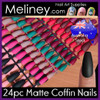 24 matte coffin full cover Press on nails