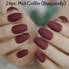 24pc Matte Mid Coffin full cover press on nails