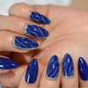 24pc Blue Marble Almond Full Cover Press on Nails 