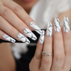 24pc white marble coffin full cover nails