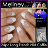 24pc Long French Mid Coffin Full Cover French Tips