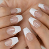 24pc Long French  Tip Mid Coffin Full Cover French Tips