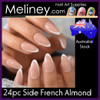 24pc Side French Almond Full Cover French Tips Press on Nails