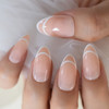 24pc Border French Almond Nails