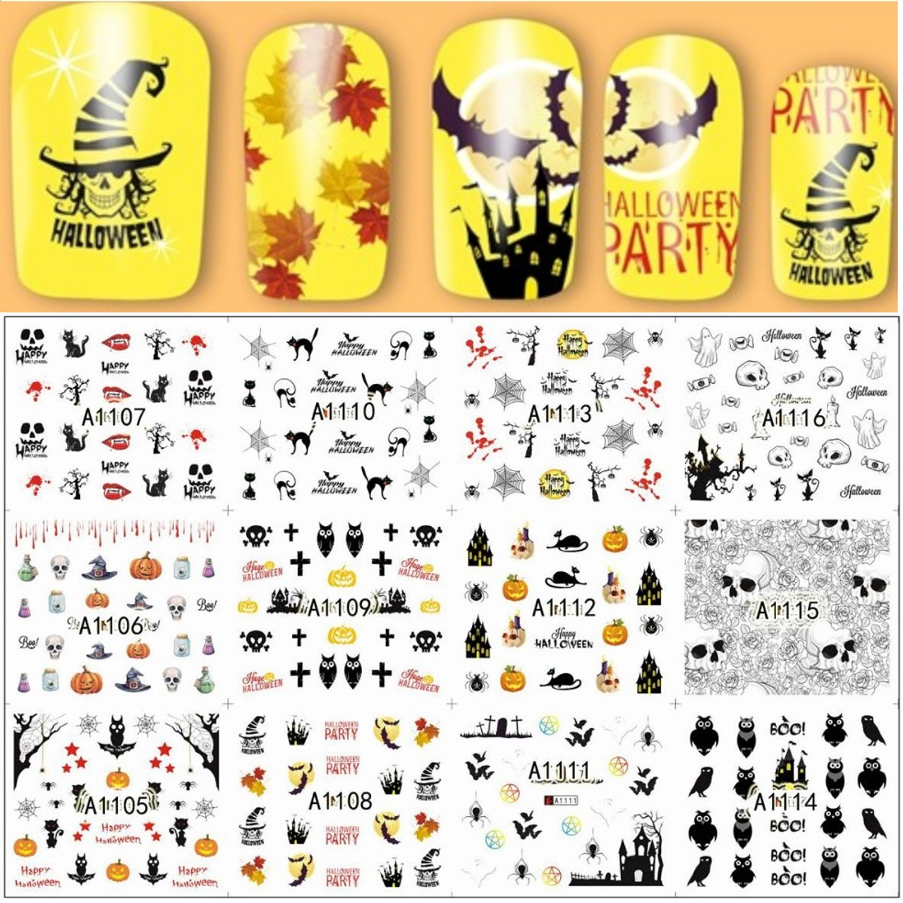 Water Decal Nail Art Stickers Halloween Water Decal Nail Art Stickers Halloween