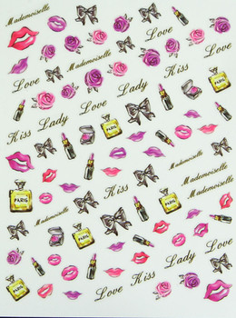 flower lipstick perfume bow nail stickers