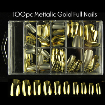 100pc Metallic Mid Full Nails