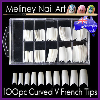 100pc curved v french nail tips