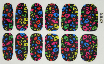 Glitter Nail Wrap - Rainbow Leopard