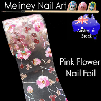 Pink Flower Nail Art Transfer Foil