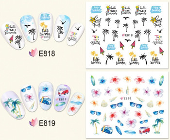 11pc Tropical Holiday Nail Stickers