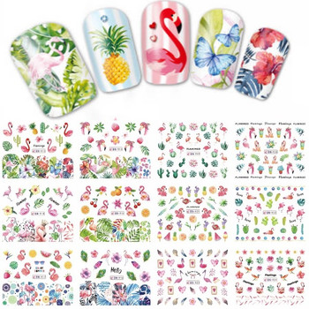 Water Decal Nail Art Stickers - Flamingo Tropical Holiday