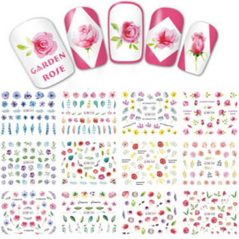 Water Decal Nail Art Stickers - Flowers feathers