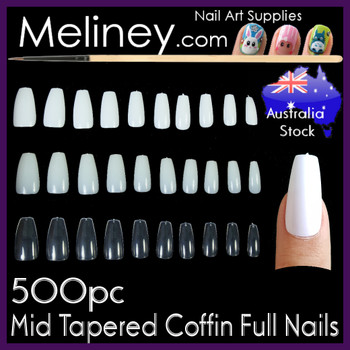 500pc Mid Tapered Coffin Full Cover Nails