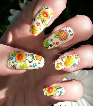 Orange Flower Nail Foil