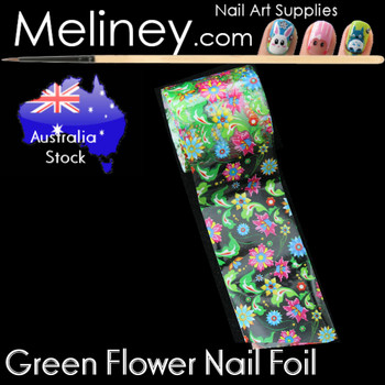 Green Flower Nail Art transfer Foil