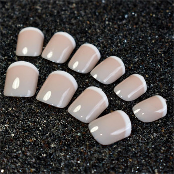 24pc Full Nail Square French Tips mini Plus Full Cover Press on Nails