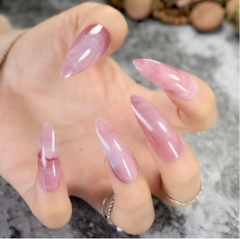 24pc Marble Stiletto Full Cover Press on Nails