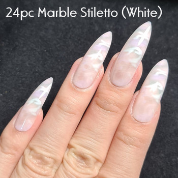 24pc Marble Stiletto (White)