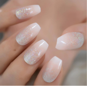 24pc Glitter Ombre Mid Oval Full Cover Press on Nails 