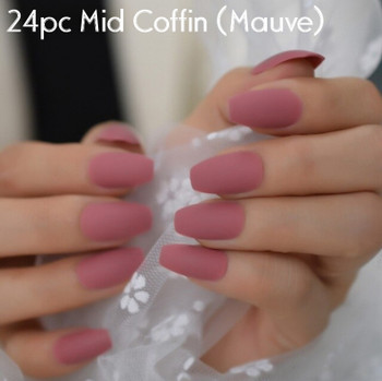 24pc Matte Mid Coffin Nails