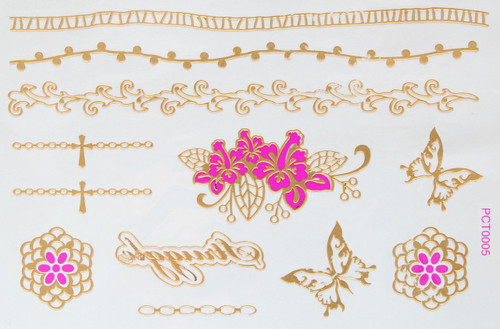 3d Mettalic Flash Body Tattoos