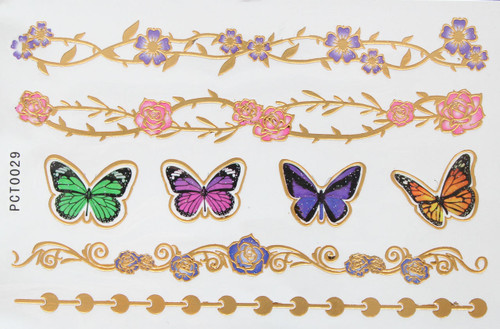 3d Metallic Flash Body Tattoos butterfly