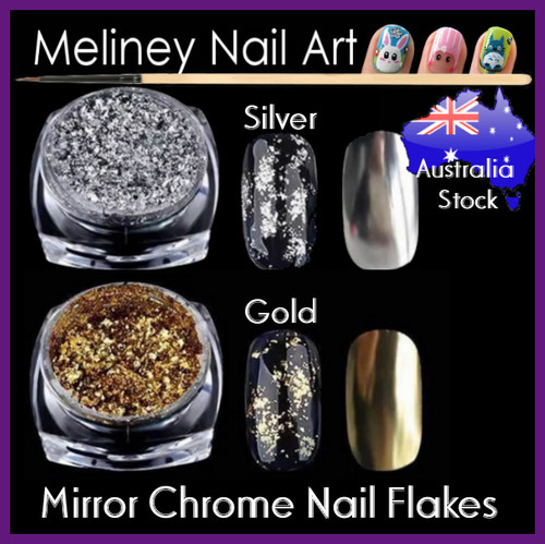Silver Gold chrome mirror flakes Silver Gold chrome mirror flakes