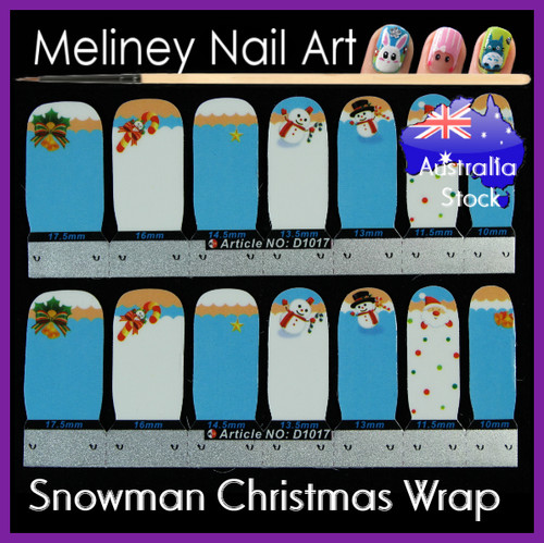 snowman nail wrap