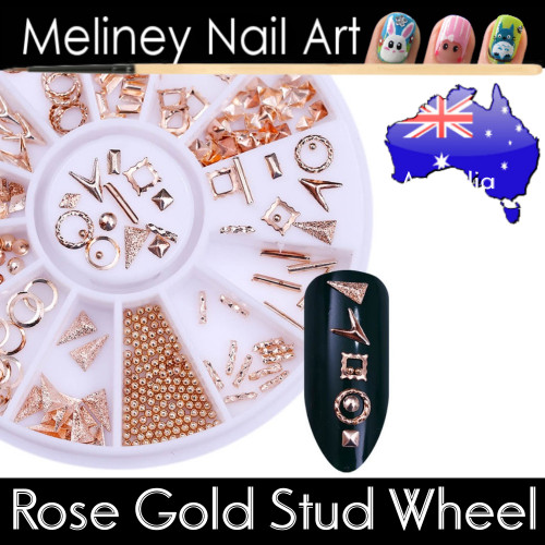 rose gold studs wheel nail art decal