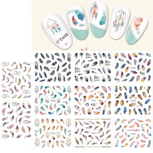 Nail Stickers - Boho Feathers