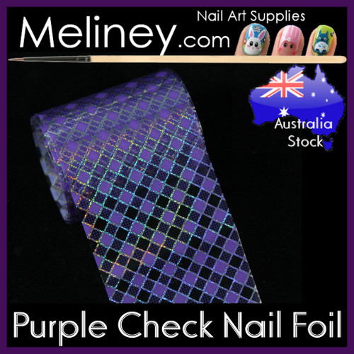 Purple Check Nail Art Transfer Foil Purple Check Nail Art Transfer Foil