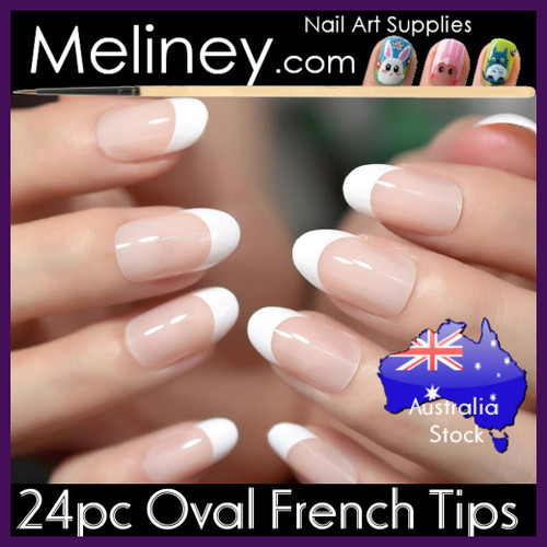 24pc Oval French Nail Tips