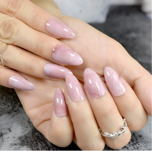 24pm marble almond Full Cover Press On nails
