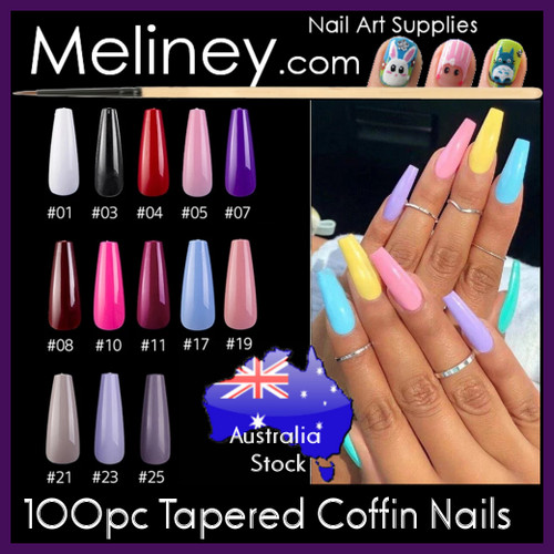 100pc tapered coffin full cover nails