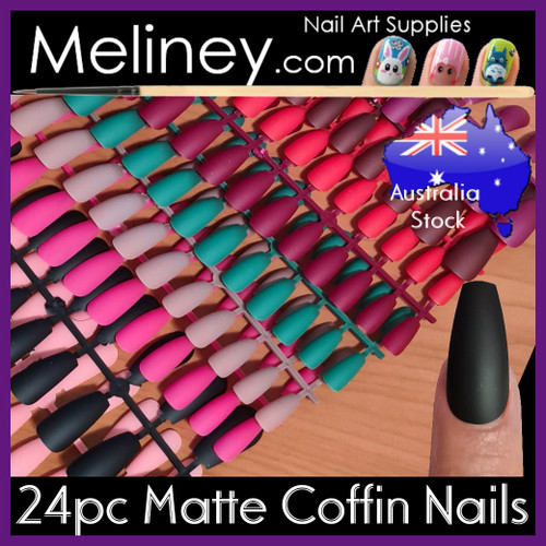 24 matte coffin full cover Press on nails