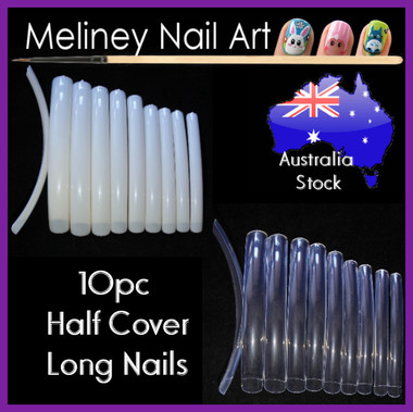 10pc Long Nail Tips - Artificial Manicure Extensions