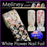 White Flower  Nail Art Transfer Foil