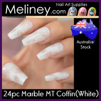 24pc Marble MT Coffin Full cover Nails 