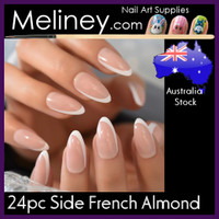 24pc Side French Almond Full Cover French Tips